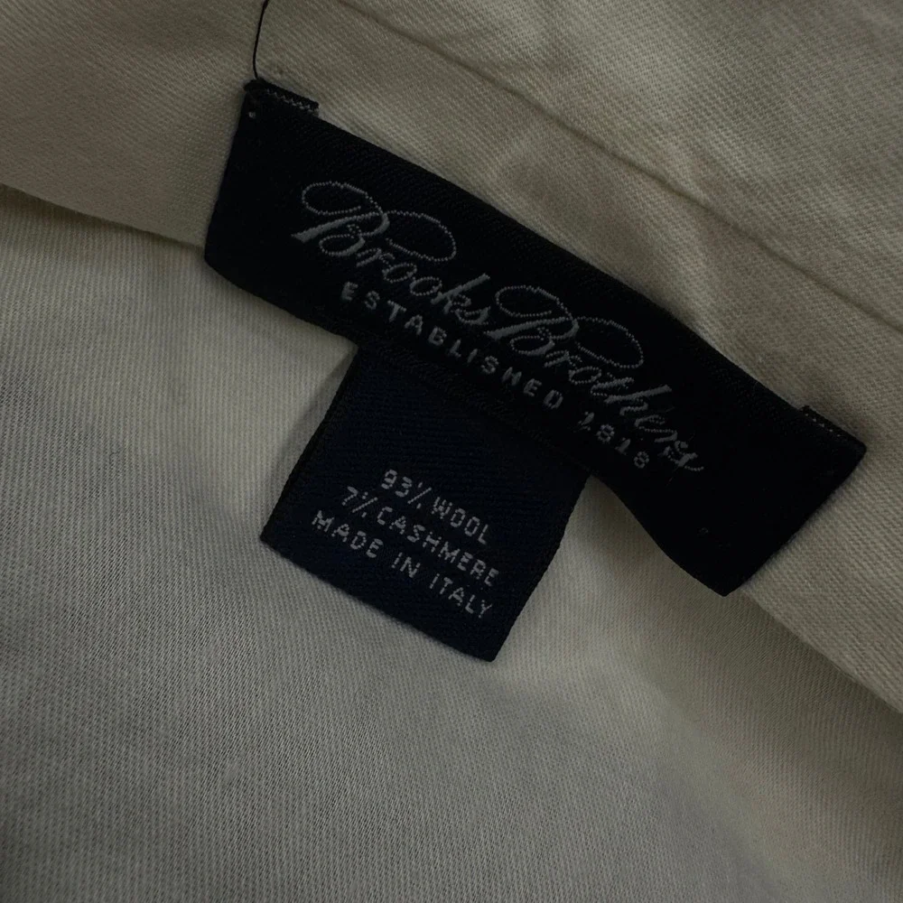 Brooks Brothers Men 34 Brown Houndstooth Wool Cashmere Pleated Cuff Pants Italy